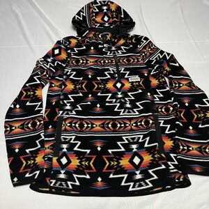 Vtg Dravus 1/4 Snap Jacket Mens M Aztec Southwestern Fleece Pullover Hooded